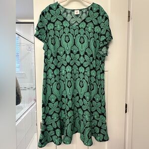 CAbi Black and Green Floral Mini Dress